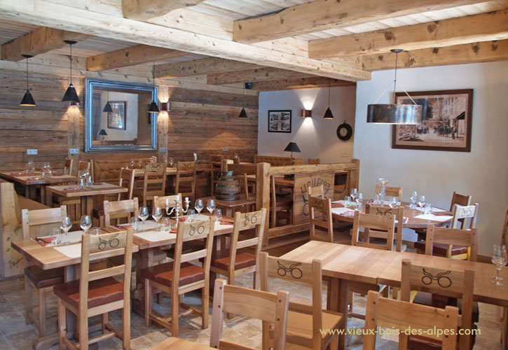 rénovation restaurant en vieux bois la calèche la clusaz